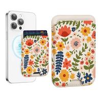 uCOLOR Upgraded Magnetic Cell Phone Wallet Card Holder-Compatible with MagSafe for iPhone 16/15/14/13/12 Series, Leather Magnetic Phone Wallet (Colorful Wild Flowers)