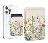 uCOLOR Upgraded Magnetic Cell Phone Wallet - Compatible with MagSafe for iPhone 16/15/14/13/12 Series, Leather Magnetic Phone Wallet, Desert Flowers