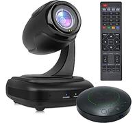 UcooQQ Conference Room Camera System, Wide-Angle 1080P PTZ Webcam with Wireless Bluetooth Speakerphone, 3X Optical Zoom, AI Tracking, Remote Control, for Conferencing Worship Church Education Medical
