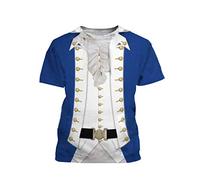 Ucosbros Historical Shirt Revolutionary War Uniform Costume 3D Printed Army T Shirt Halloween Cosplay, Blue Hamilton Ts, Large