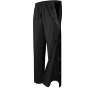 UCOVERIT Unisex Tear Away Pants 2 Side Snaps Post Surgery Breakaway Pant Full Open Down Cotton Rip Off Pants for Hip Replacement, Black, Large
