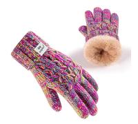 UCQKLI Kids Winter Gloves for Boys Girls, Gloves for Kids Thermal Wool Knit, Kids Gloves with Warm Fleece Lined Cold Weather, Rainbow Mix, 9-15 Years