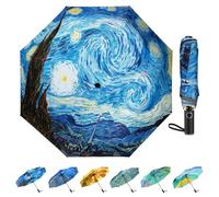 Ucrinei Van Gogh umbrella, Pretty Umbrellas for Women and men, Ladies Umbrellas for Rain, Automatic Folding Umbrellas Open Close (Starry Night)