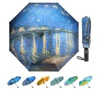 Ucrinei Van Gogh umbrella, Pretty Umbrellas for Women and men, Ladies Umbrellas for Rain, Automatic Folding Umbrellas Open Close (Starry Night Over the Rhone)