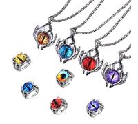 Ucubwfu 5pcs Evil's Eye Ring and 4pcs Evil's Eye Luminous Necklace Pendant The Devil's Eye Jewelry