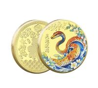 Ucuse 2025 Year Of The Snake Commemorative Coins Chinese Zodiac Medals 3D Relief Coins Collectibles New Year Coins Lucky Gold Coin for Collection Souvenir