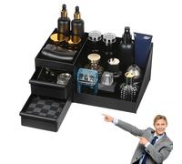 Ucuse Black Vanity Organizer - Cologne Stand, Countertop Mens Organizer With Drawers for Deodorant, Beard, Shaving Lotion, Perfume & Skincare - for Bathroom & Bedroom Storage, Mens Bedroom Essentials