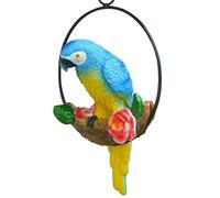 Ucuse Lifelike Parrot Statues Ornaments Resin Swing Sculpture Statue Decor Perch Figurines Hanging On Garden Terrace Deco