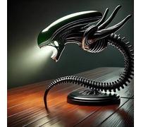 Ucuse Sci-Fi LED Table Lamp Space Monster Lamp, Alien 3D Movie Resin Night Light, LED Sci-fi Home Decor Black Space Theme Statue Ornaments Bedroom/Office Decoration, Collectible Home Lighting Gift