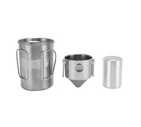 UCXOASNXZ Stainless Steel Pour Over Coffee Maker Set, Portable Camping Coffee Maker with Paperless Filter Lid and Powder Jar, Foldable Travel Coffee Brewer for Home Office Outdoor
