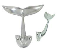 UD Aluminum Whale Tail Hook - Modern Nautical Decor, Silver, 1 Hook, Wall Mount, 35 lbs Capacity