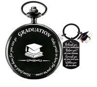 Udaney 2026 Graduation Gift Set for Son/Grandson - Engraved Pocket Watch & Keychain