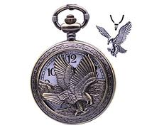 Udaney Eagle Gifts Pocket Watch with Chain Vintage Quartz Half Hunter American 2024 Fashion, Bronze, eagle