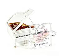 Udaney Piano Music Box & to My Daughter Plaque Ornament - Sentimental Birthday, Christmas Keepsake Gift for Daughter from Mom or Dad, Elegant Desktop Decor Present