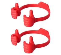 Udaroye Thumbs Up Lazy Phone Holder, Adjustable Flexible Plastic Tablet Stand, Portable Multi-Angle Desktop OK Stands Compatible with Any Mobile Phone, for Adults Men Teenage Kids (Red, 2 Pcs)