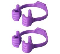 Udaroye Thumbs Up Lazy Phone Holder, Adjustable Flexible Plastic Tablet Stand, Portable Multi-Angle Desktop OK Stands Compatible with Any Mobile Phone, for Adults Men Teenage Kids (Purple, 2 Pcs)