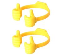 Udaroye Thumbs Up Lazy Phone Holder, Adjustable Flexible Plastic Tablet Stand, Portable Multi-Angle Desktop OK Stands Compatible with Any Mobile Phone, for Adults Men Teenage Kids (Yellow, 2 Pcs)