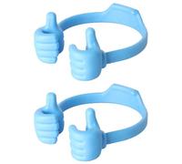 Udaroye Thumbs Up Lazy Phone Holder, Adjustable Flexible Plastic Tablet Stand, Portable Multi-Angle Desktop OK Stands Compatible with Any Mobile Phone, for Adults Men Teenage Kids (Blue, 2 Pcs)