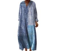 Udbeksid Plus Size Dress for Women UK, Soft Cotton Linen Boho Midi Dress, Oversized Vertical Stripe Kaftan Tunic, Lightweight Summer Clothes for Older Ladies Holiday