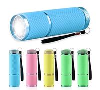 Udbrud 6-Pack Small LED Torch, Mini Torches Super Bright with 9 LEDs, Glow-in-The-Dark Colorful Flashlights, Torches Battery-Powered for Camping Hiking Outdoor（Battery Not Included）