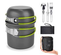Udbrud Camping Cookware Mess Kit, Camping Cooking Set Non Stick Camping Pots and Pans Set with Mesh Bag Foldable Aluminum Camping Pots for Backpacking Picnic Campfire