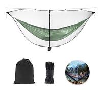 Udbrud Camping Hammock, 330 x 150 cm Hammock Netting Ultra Lightweight Portable Double&Single Travel Hammock, Dual Sided Zipper Mosquito Net for Hiking Camping Backpacking (Black)