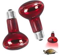 Udbrud Infrared Heat Lamp Bulb, 2 Pack 100W Reptile Heat Lamp Bulb E27 Tortoise Heat Lamp Bulb Basking Spot Lamp for Tortoise Lizard Snakes Amphibians Bearded Dragon