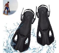 Udbrud Snorkel Swim Fins, Training Fins Swimming Flippers Adjustable Full Foot Snorkeling, Anti-slip Snorkeling Flippers for Adult Men Women Unisex (Black,L/XL)