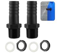 Udbrud Tank feed-through, pack of 2 Water Butt Connector, 1 inch hose nozzle, Water Tank Overflow Vent with 2 seals and lock nuts, for Rain Butt Water Tanks Cisterns
