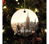 UDCRZ Christmas Ceramic Ornament New York Cityscape Hanging Tree Decor