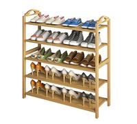 UDEAR Bamboo Shoe Rack 5-Tier Shoe Storage Organizer Entryway Shoe Shelf | Natural Bamboo, The Handle is Easy to Move, The Shelves Can be Removed, Suitable for The Entrance Hall.