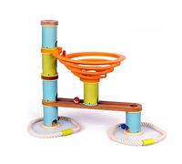 Udeas Bamboo Marble Run Build, Bamboo Cylinder and Marble Run, Wooden Marble Run, Maze for Children with Marbles, Wooden Toy for Children from 4 Years (Beginner Kit)