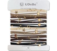 UDeBe 10 Packs Star Hair Ties with Gold Beads - Thin Elastic Ponytail Holders Hair Accessories for Women and Girls