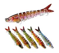 UDERUI 5PCS Effective Predator Fishing Lure: 8-Joint Slow Sinking Hard Bait with 3D Eyes, Biomimetic Wobbler for Pike, Bass, Trout, and Perch (ABCKL,5-piece set)