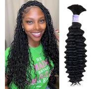 UDesire Human Hair Braiding Deep Wave Micro Braid 100% Unprocessed Brazilian Human Hair Wefts No Weft 26 Inch 50g (1 Pack-1 Bundle) Black Na