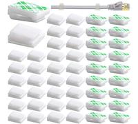 Udewo 100 PCS Cable Clips Self Adhesive Wire Clip Outdoor Light Holder Hooks White Management Strip Led Fasteners Mounting for Wall Car Office Home
