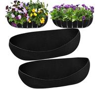 Udewo 2PCS 30 Inch Wall Trough Liners Felt Window Box Liners Fabric Planter Liners Black Flower Basket Liner Non-Woven Hanging Plant Liner for Planters Garden Fence - Avoid Bird Nesting