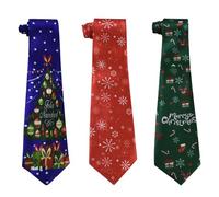 Udewo 3 PCS Christmas Ties, Novelty Xmas Ties Santa Claus Tie Mens Snowflake Tie Boys Necktie Festive Cheer Party Secret Mens Gift for Christmas Party, Fancy Dress Up, Secret Funny Gifts
