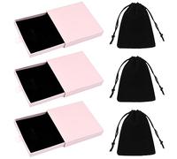 Udewo 3 PCS Pink Jewellery Boxes with Lids - Velvet Jewelry Gift Box for Bracelets, Bangles and Presents