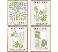 Udewo Sage Green Wall Art Prints Set of 4 Plant Prints, Unframed Room Decor Aesthetic Botanical Wall Art Canvas Poster Abstract Matisse Wall Art Posters for Bedroom Living Room Bathroom Decor 8x10inch
