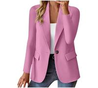 UDFAKUEI Suit Jackets For Women Open Front Work Lightweight Coats Spring Summer Cardigan Suits Short Wool Coats for Women (Pink, XXXL)