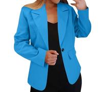 UDFAKUEI Women's Autumn And Winter Long Sleeved Solid Color Cardigan Small Suit Jacket Womens Velour Coat (Dark Blue, XXXL)