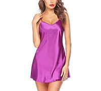 UDFAKUEI Womens Plus Size Strappy nightdresses - Nightgown Satin Short V-Ne | Sleeveless sleepwear Pure Short Sexy sleepwear Thin Cool Pull-Up Night Shirt Attractive Hot Chemise Slip Nightie