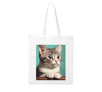 UDFKGLP A curious cat Pattern Woman Canvas Tote Bag Strong and durable for traveling, shopping, Daily One Size