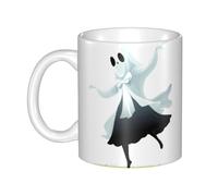 UDFKGLP A ghost wearing a bow is dancing Pattern mug ceramic Mugs for cappuccino, latte, cereal, yogurt, milk, hot or cold drinks Micro-wave oven