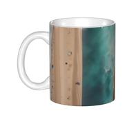 UDFKGLP Aerial view of the beach Pattern mug ceramic Mugs for cappuccino, latte, cereal, yogurt, milk, hot or cold drinks Micro-wave oven