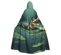 UDFKGLP Alligator In The Swamp Pattern Adult Hooded Cloak is a super large, comfortable, and durable Halloween hooded poncho