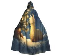 UDFKGLP Alpaca Under The Tree Pattern Adult Hooded Cloak is a super large, comfortable, and durable Halloween hooded poncho