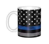 UDFKGLP American Thin Blue Line Flag Pattern mug ceramic Mugs for cappuccino, latte, cereal, yogurt, milk, hot or cold drinks Micro-wave oven