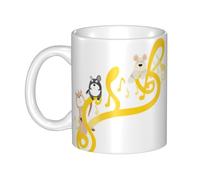 UDFKGLP Animals in the musical notes Pattern mug ceramic Mugs for cappuccino, latte, cereal, yogurt, milk, hot or cold drinks Micro-wave oven